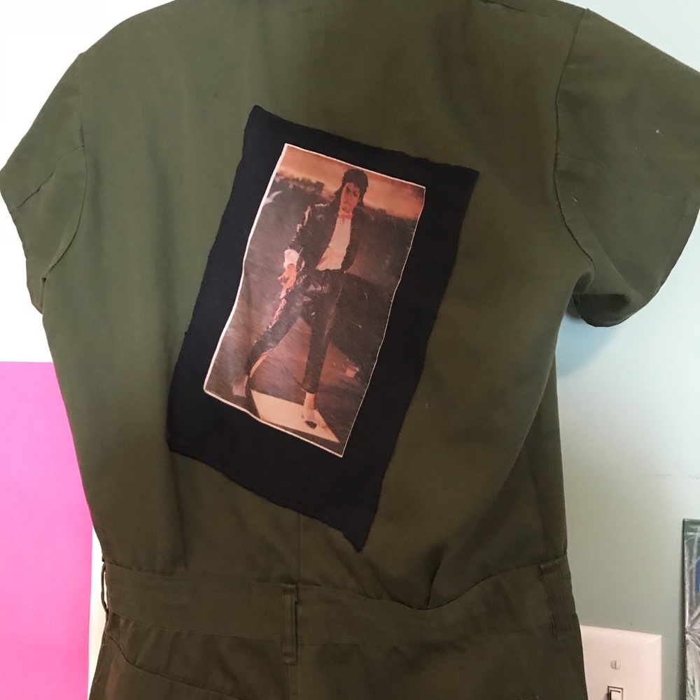 GRENN UTILITY SHORT COVERALLS W/ MICHAEL JACKSON